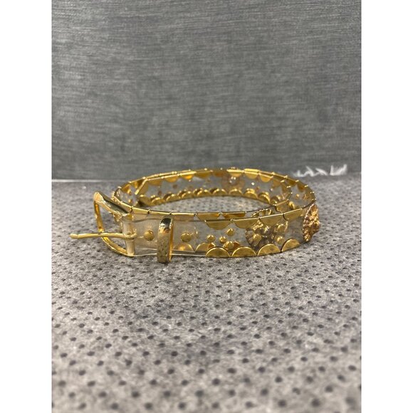 Vintage Transparent & Gold Metal Lion Head Belt With Buckle & Decorative Details main image 5